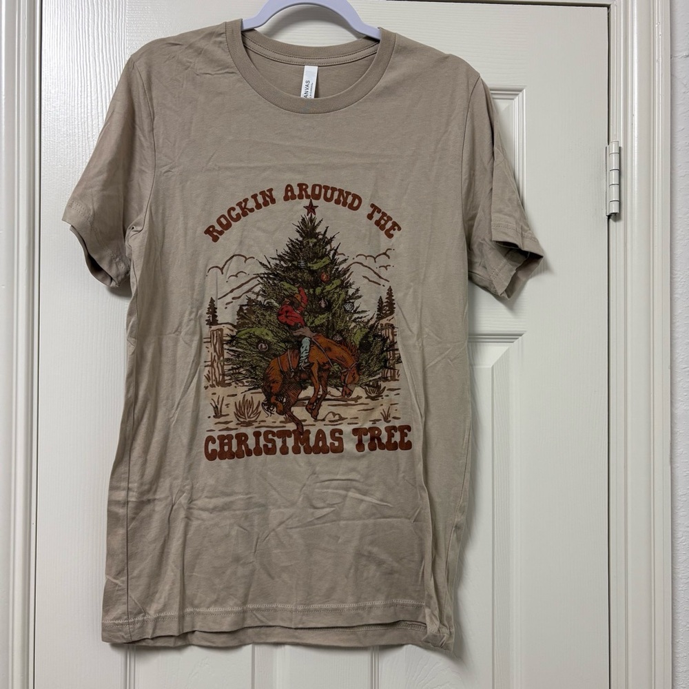NWOT Bella Canvas “Rockin’ Around The Christmas Tree” Western Cowboy Tee
